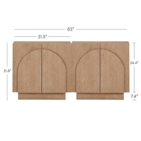 dimension image slide 9 of 19, Iris Wooden Accent Cabinet, Sideboard Credenza or TV Stand with Arched Cabinet Doors and Adjustable Shelves