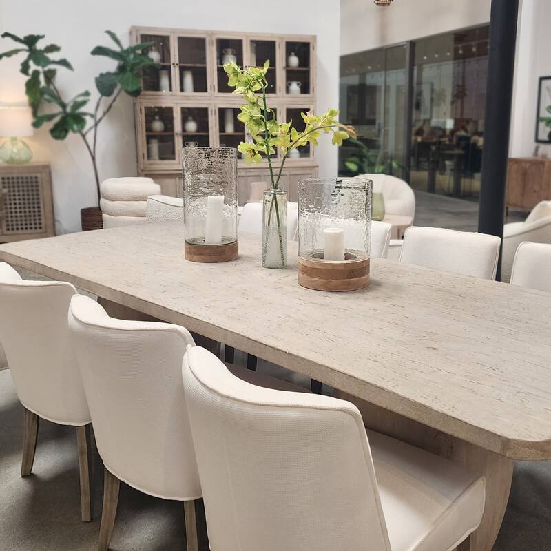 Reeve Hand Carved Mango Wood and Transluscent Hammer Finished Glass Top, 19" Tall Hurricane