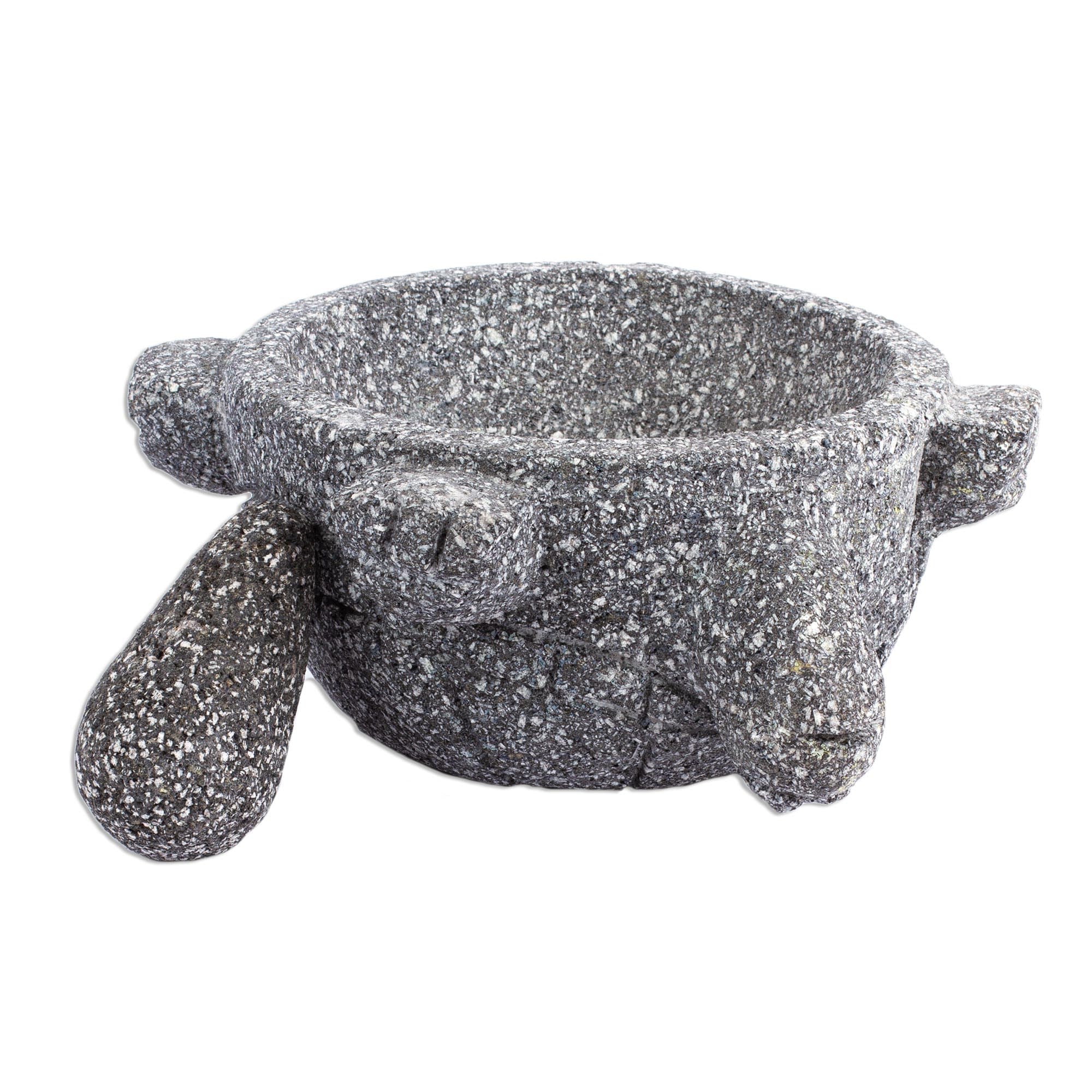 NOVICA Artisan Handmade Basalt Molcajete Mortar Pestle in Tortoi 並行輸入品 : NOVICA Artesanal hecho a mano de basalto molcajete en