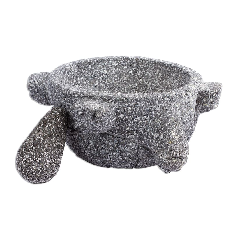 Novica Handmade Tortoise Tradition Basalt Molcajete
