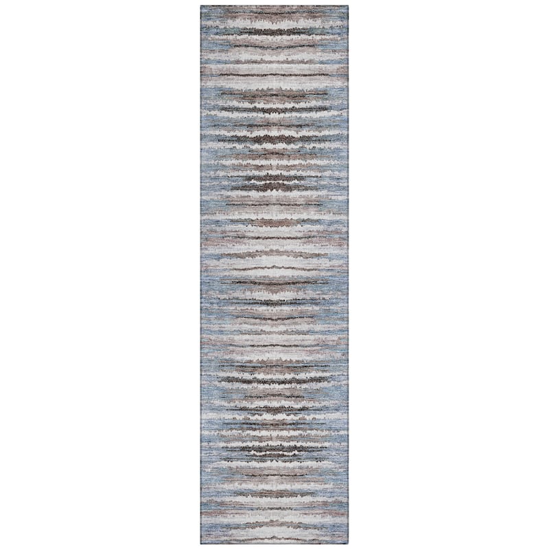 Machine Washable Indoor/ Outdoor Chantille Jagged Stripes Rug