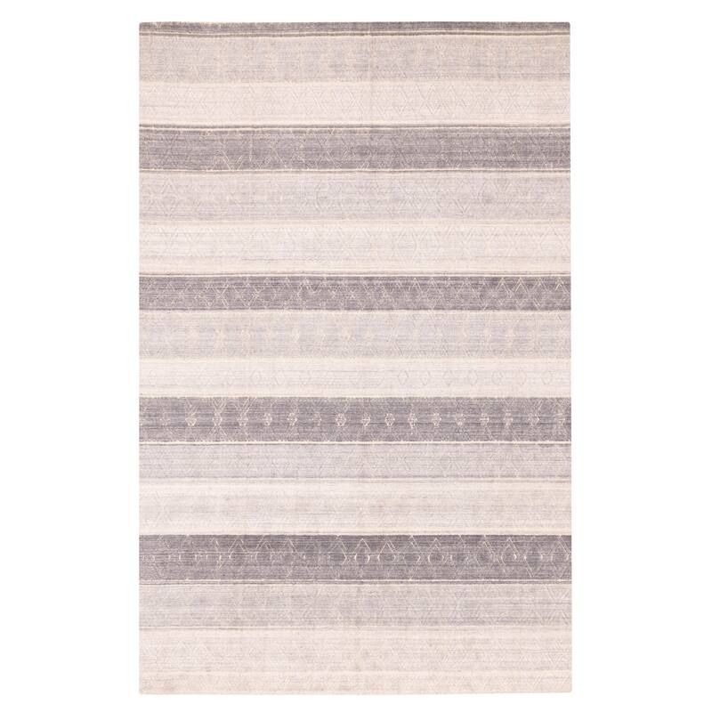 ECARPETGALLERY Hand Loomed Elysian Grey Wool Rug - 6'7 x 9'10