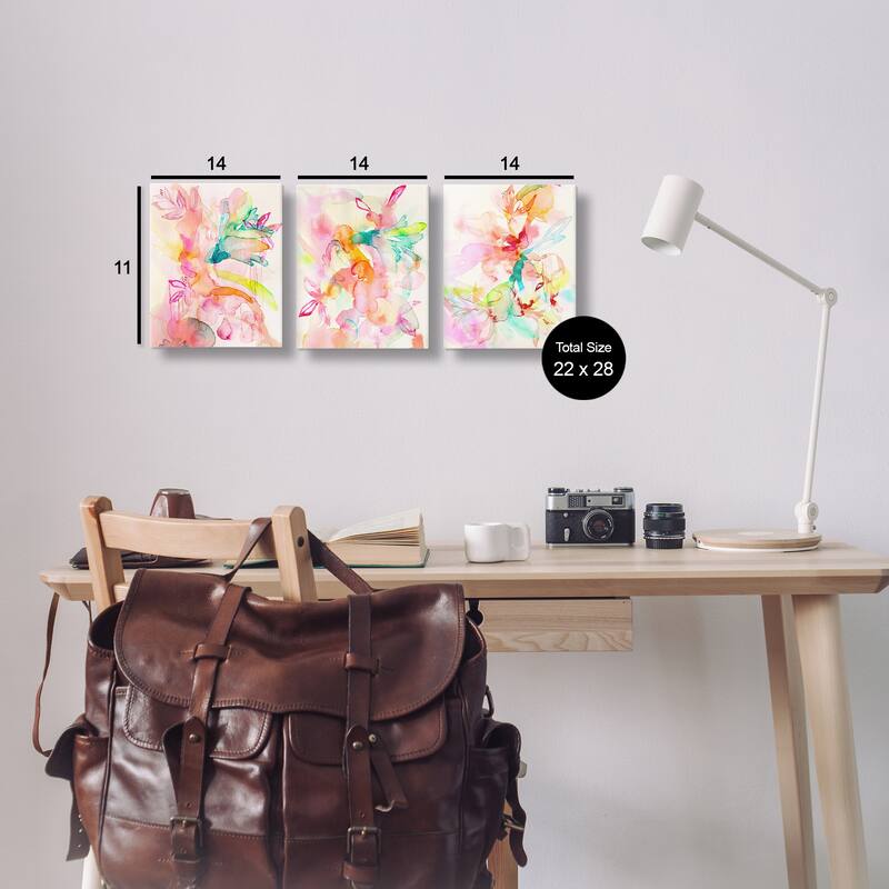 Stupell Abstract Florals & Paint Drip Canvas Wall Art Design By Gemma Bardot (Set of 3)