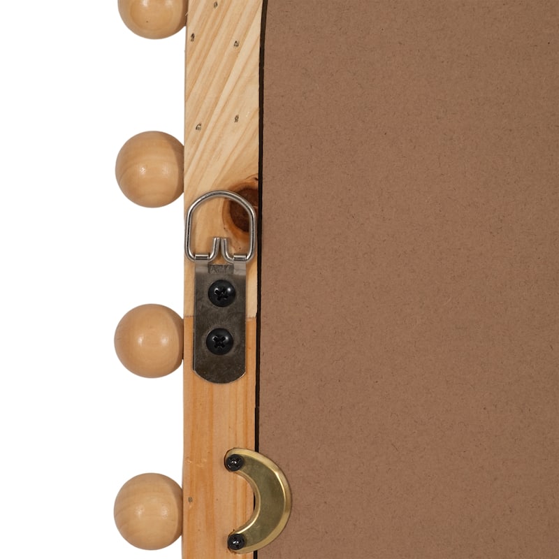 Sagebrook Home Wood, Beaded Arch Mirror, Arch, Solid Color, Quazt and Pine wood Mirror