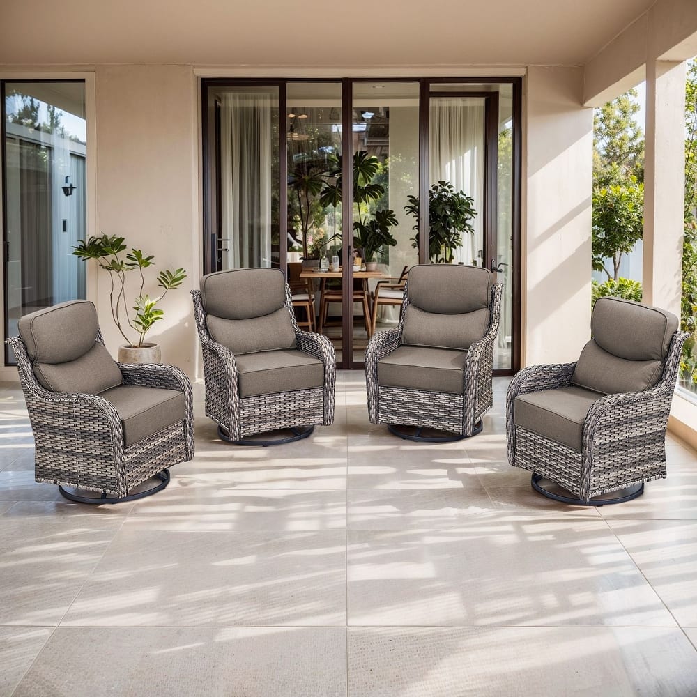 Gymojoy 4-Piece Patio Swivel Glider Chair Set, 6-Inch Ultra-Plush Cushions & Water-Resistant Olefin Fabric