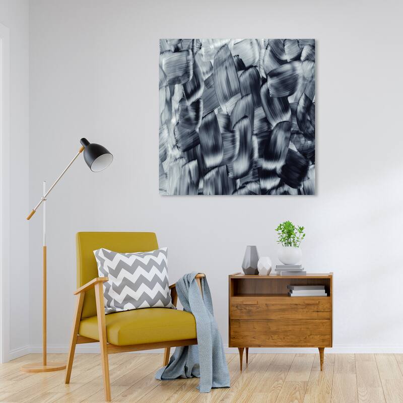 Wynwood Studio Abstract Dashes Black and Modern & Contemporary Wall Art Canvas Print - 30 x 30