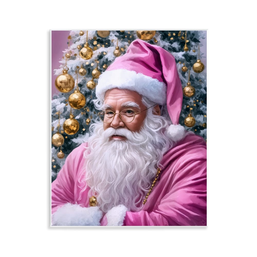 Stupell Traditional Santa in Pink Wall Plaque Art Design By Tabz Jones
