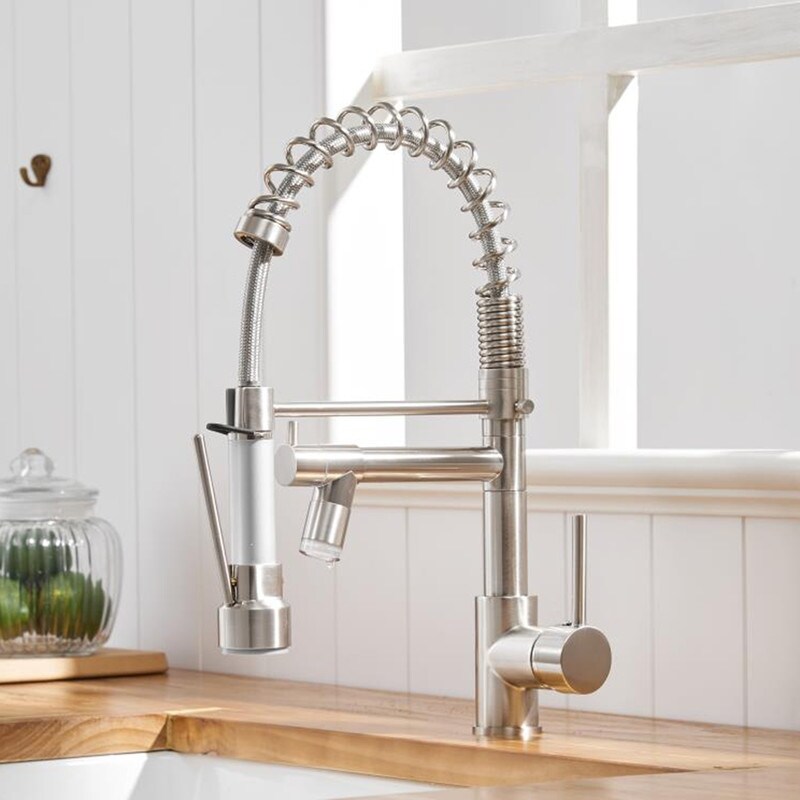 Single Handle Kitchen Faucets with Pull Down Sprayer and 2 Spout