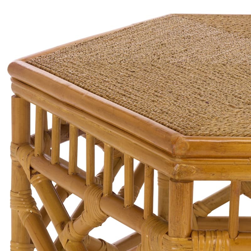 SAFAVIEH Couture Frederica Rattan Pole And Seagrass Coffee Table - 34"W x 34"D x 20"H