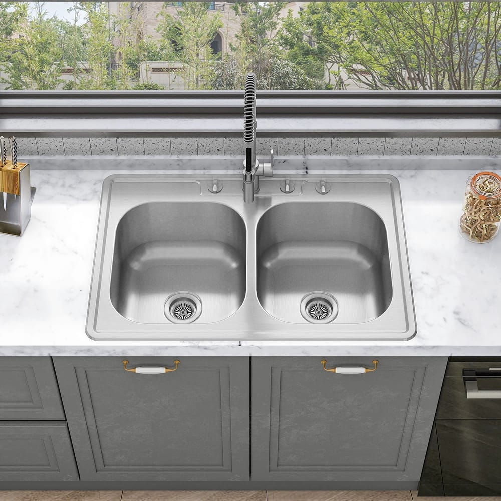 Sinber Drop in Double Bowl 304 Stainless Steel Kitchen Sink
