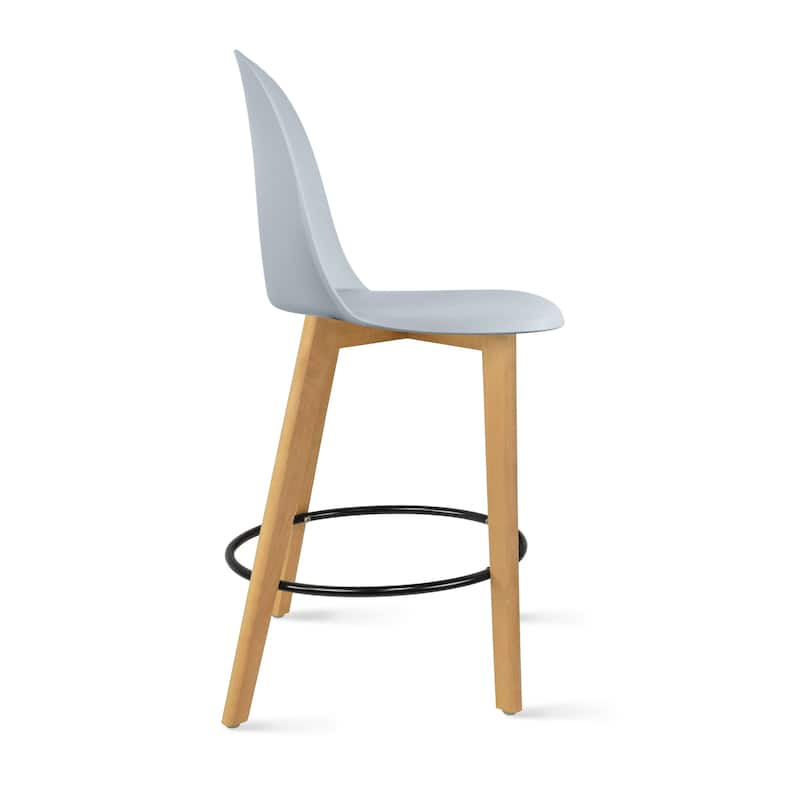 Set of 2 Designer Eiffel Chairs Counter Stools With Backs Side Molded Shell Kitchen Office Dining Dowel Bar Patio