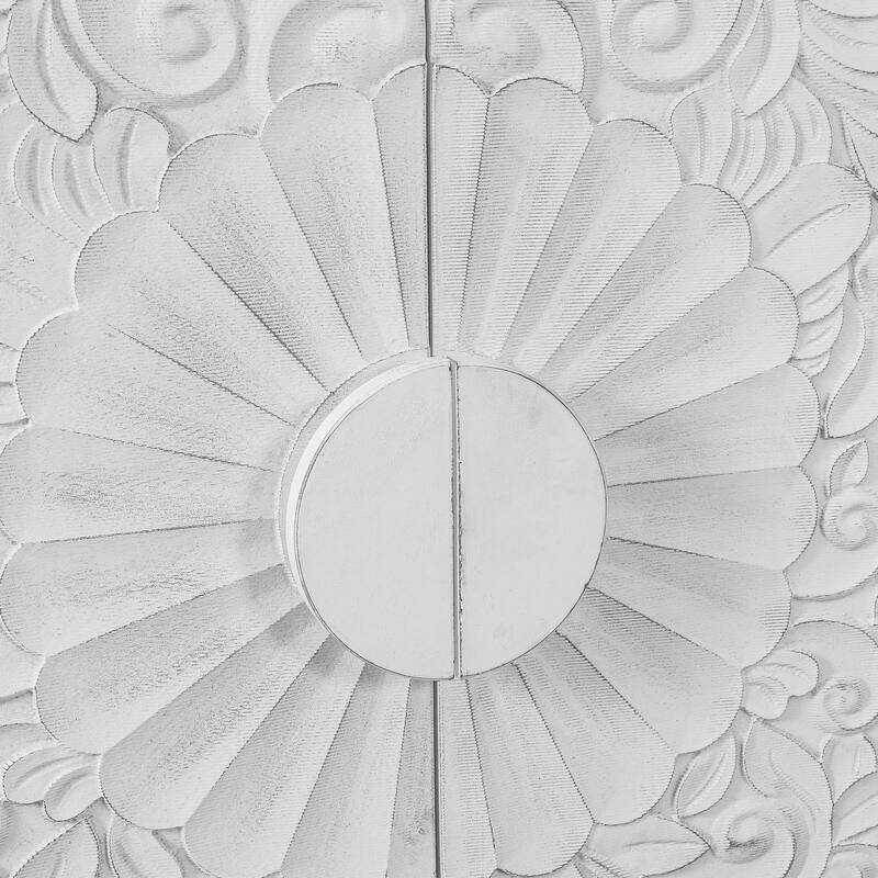 Vintage White Large Faceted Carved And Spliced Doors Combined
