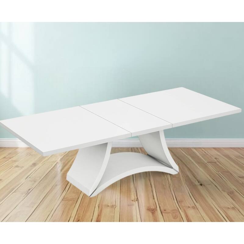 HomeRoots 98" White Solid Manufactured Wood Dining Table - 98.00 in. x 30.00 in. x 43.00 in. - White - 98.00 in. x 30.00 in. x 43.00 in.