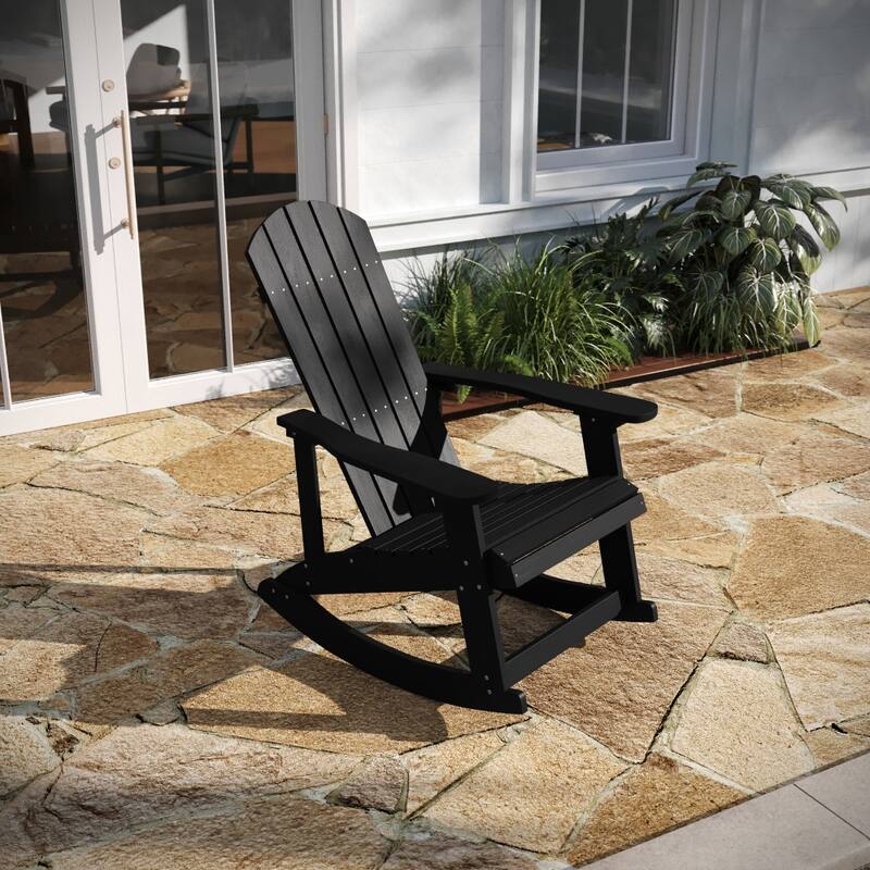 Adirondack Style Poly Resin Wood Rocking Chair for Indoor/Outdoor Use