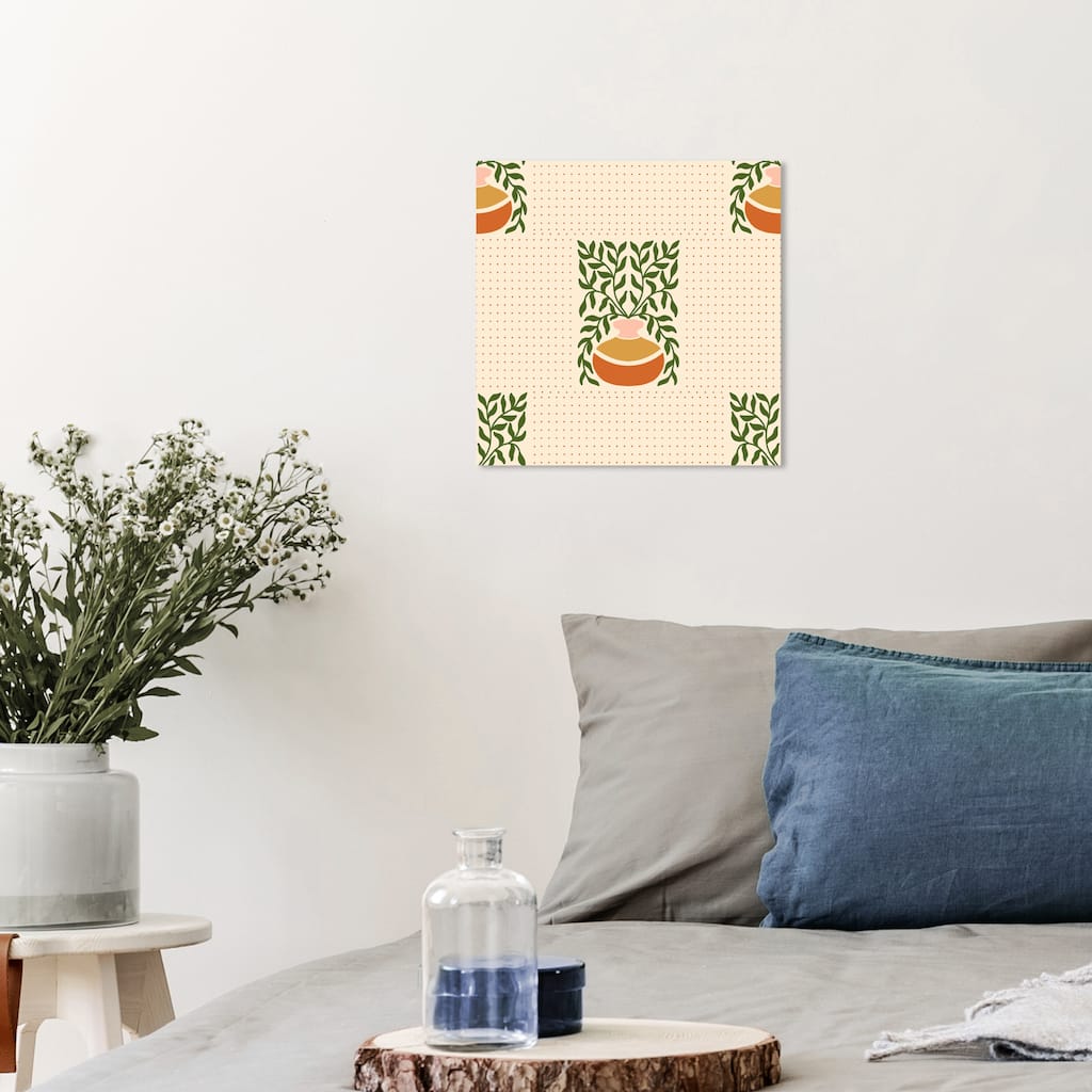 Wynwood Studio Canvas Floral and Botanical One Center Table II Green and Army Green Scandinavian Wall Art Canvas Print