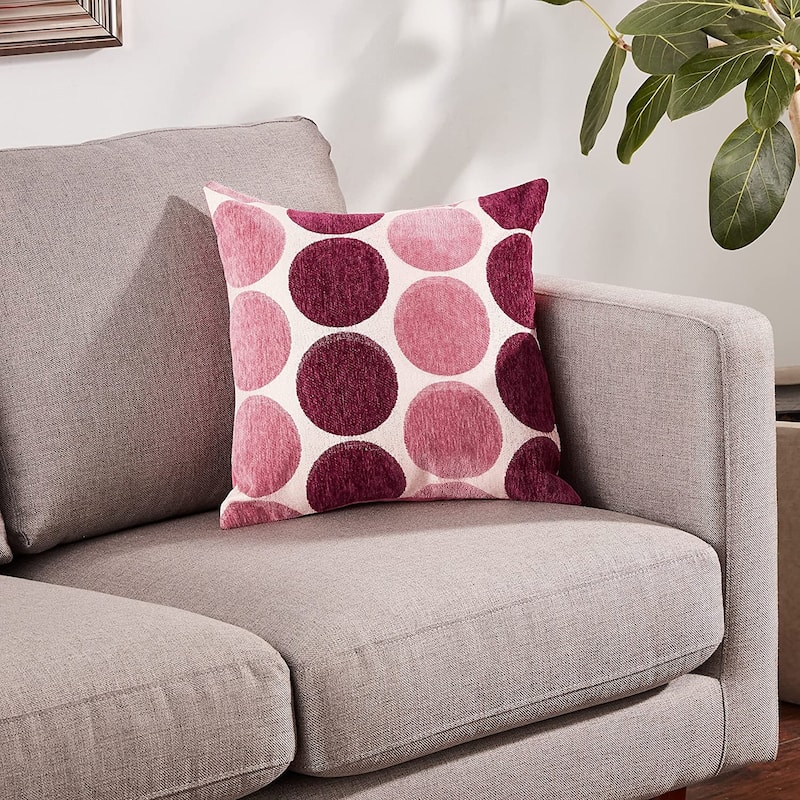 Violet Linen Chenille Candy Circle Spots Pattern Decorative Cushion Cover