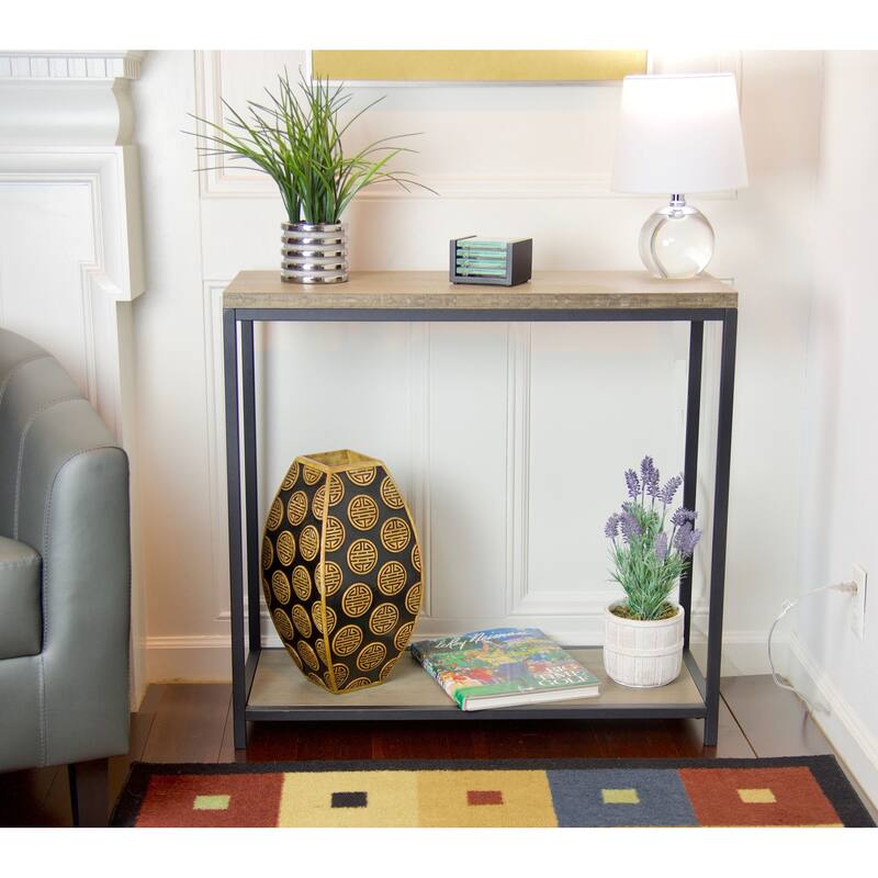2 Tier Solid Bamboo Steel Frame Console Table