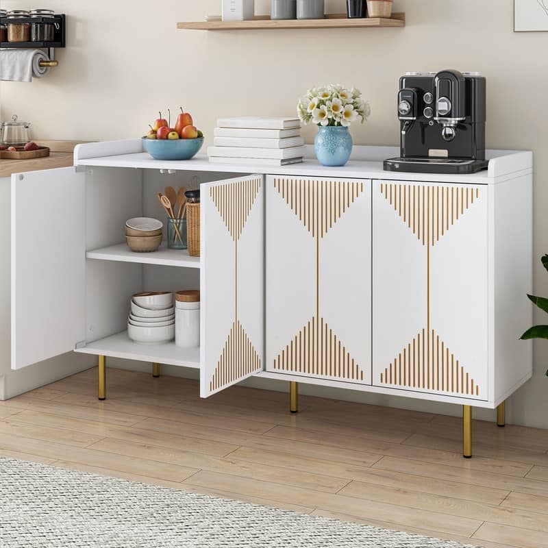 Moasis Modern 55" Sideboard Buffet Cabinet Carved Design