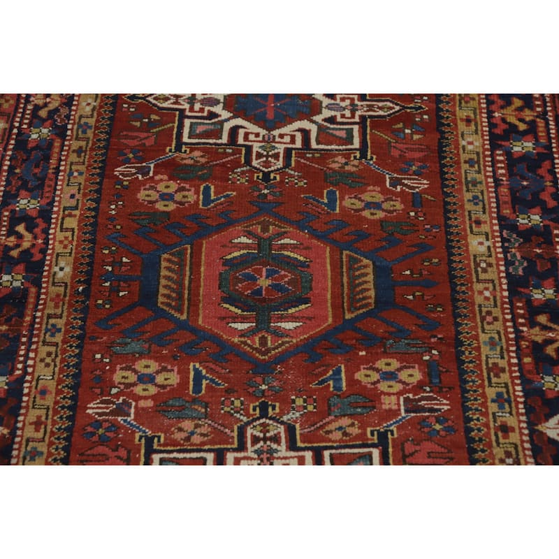 Hand Knotted Oriental 100% Wool Carpet Traditional Tribal Oranges & Rust Gharajeh Area Rug - 4' 5'' X 3' 5''