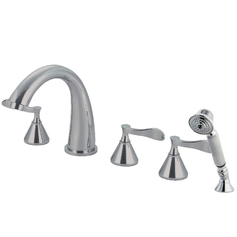 Kingston Brass Century 5-Hole Deck Mount Roman Tub Faucet with Hand Shower