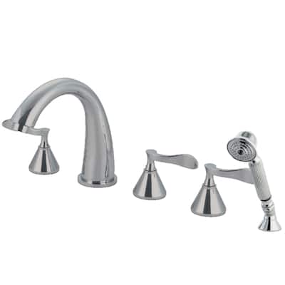 Kingston Brass Century 5-Hole Deck Mount Roman Tub Faucet with Hand Shower