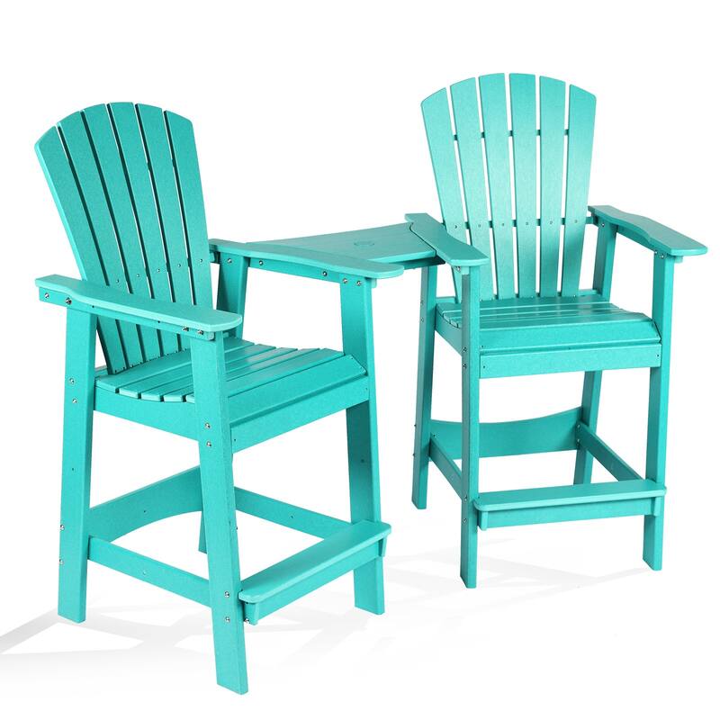 Aoodor Tall Adirondack Chairs Set of 2 with Connecting Tray