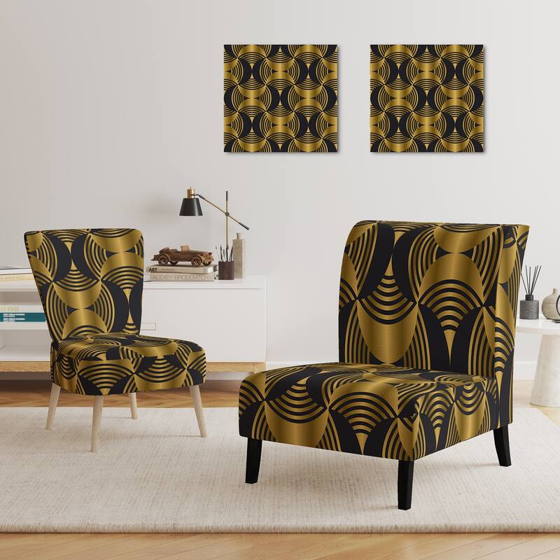 Designart "Deco Style Modern Pattern" Upholstered Mid-Century Accent Chair - Arm Chair