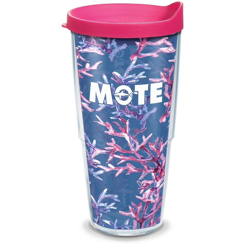 Tervis Mote Marine Aquarium Coral Pattern Made in USA Double Walled Insulated Travel Tumbler, Classic - 24oz