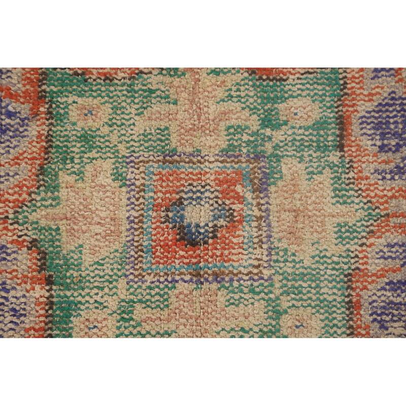 Distressed Orange Sparta Turkish Vintage Area Rug Handmade Wool Carpet - 5'4" x 9'3"