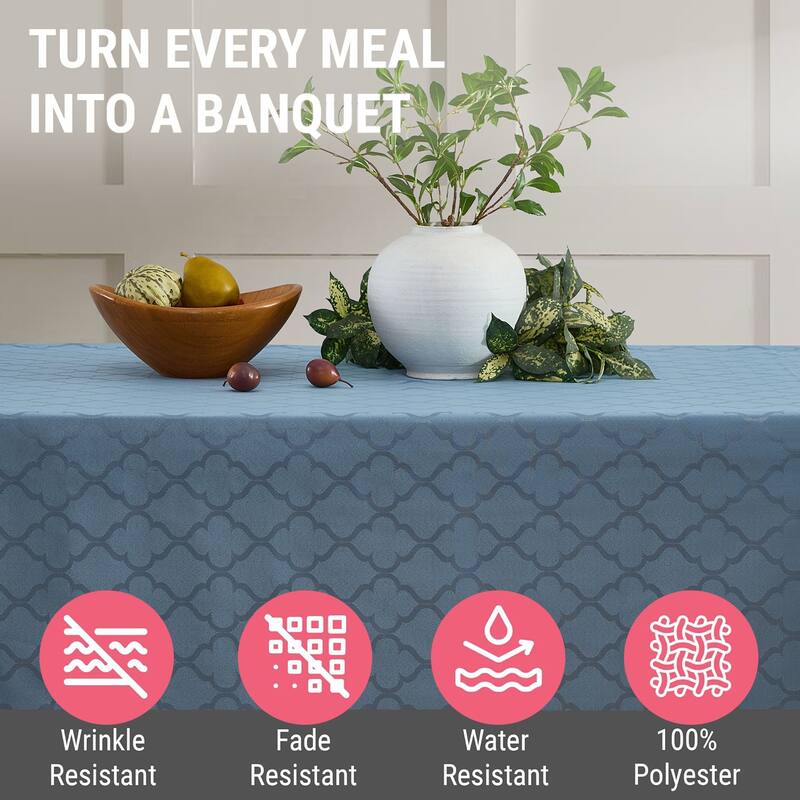 HLC.me Modena Lattice Fabric Tablecloth, Jacquard Fabric Table Cloth for Round Rectangle Table Advanced Water & Fade Resistance