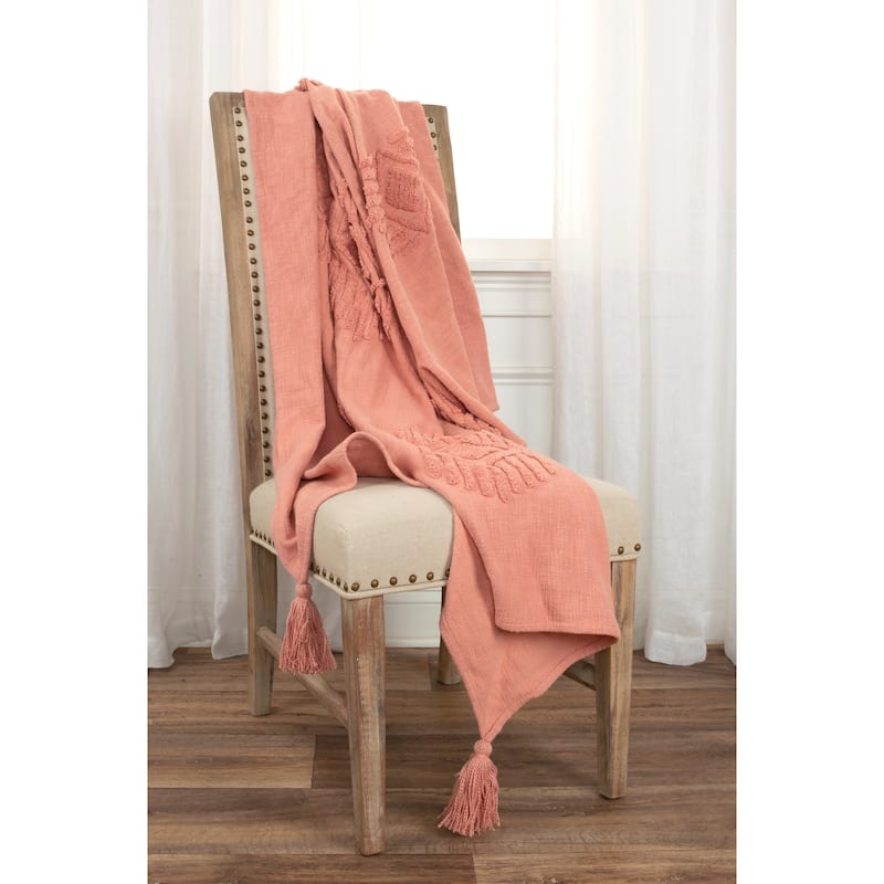 Rizzy Home Ikat Textured Cotton Throw - Coral