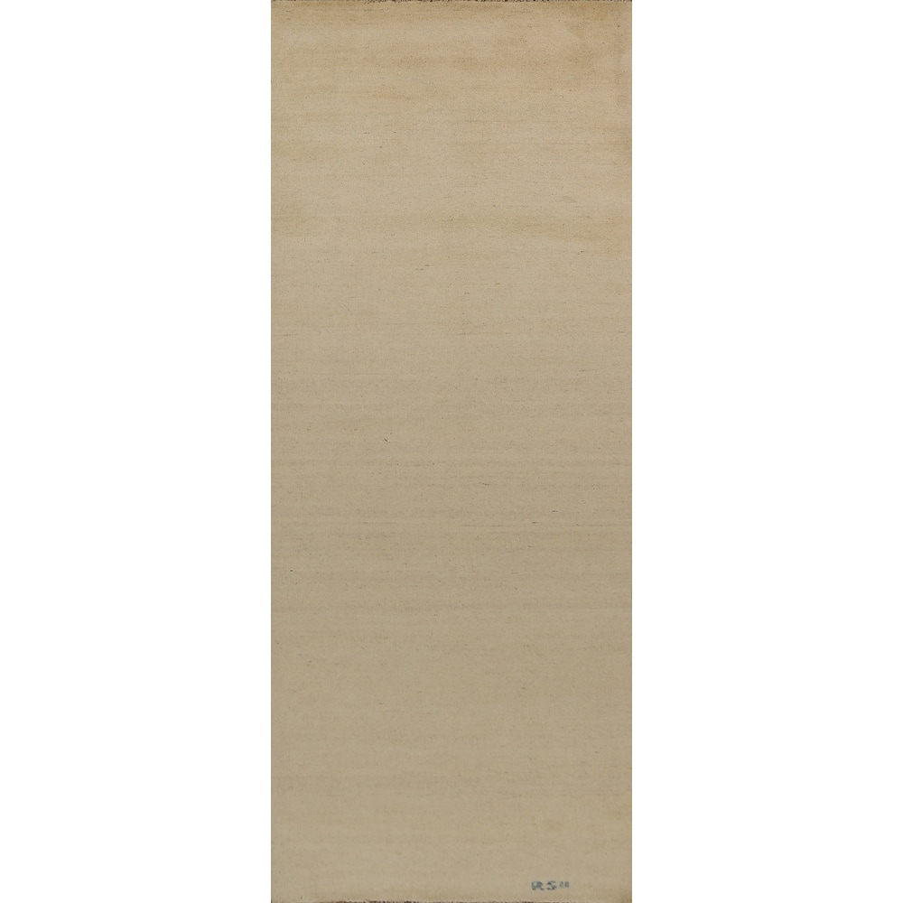 Modern Gabbeh Oriental Runner Rug Handmade Wool Carpet - 3'2"x 11'10"