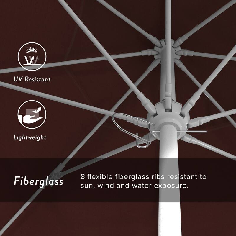 California Umbrella 75' Venture Series Patio Umbrella, White Aluminum Pole Fiberglass Ribs Push Lift Sunbrella