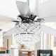 preview thumbnail 1 of 11, Chrome/ Crystal 4-light Chandelier/ Ceiling Fan with Remote Remote