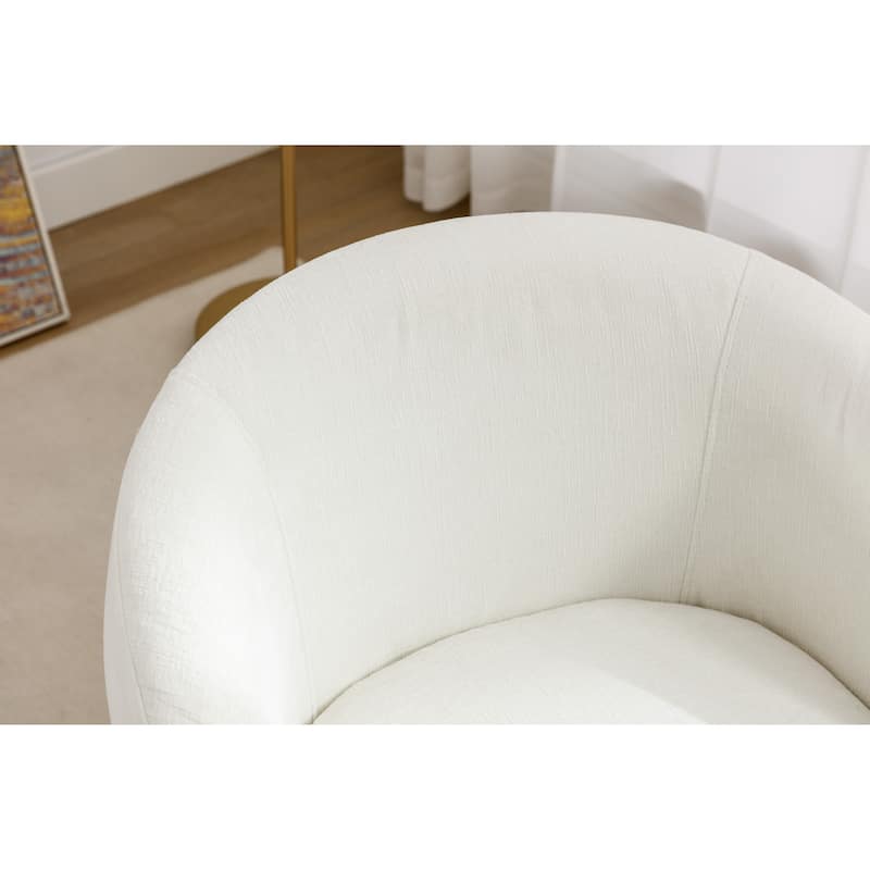 Chenille Fabric Swivel Accent Armchair Barrel Chair With Black Powder Coating Metal Ring