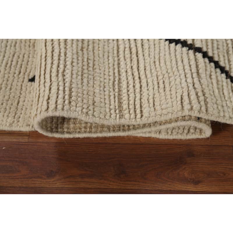 All-Over Geometric Moroccan Area Rug Hand-Knotted Wool Carpet - 7'9"x 9'8"