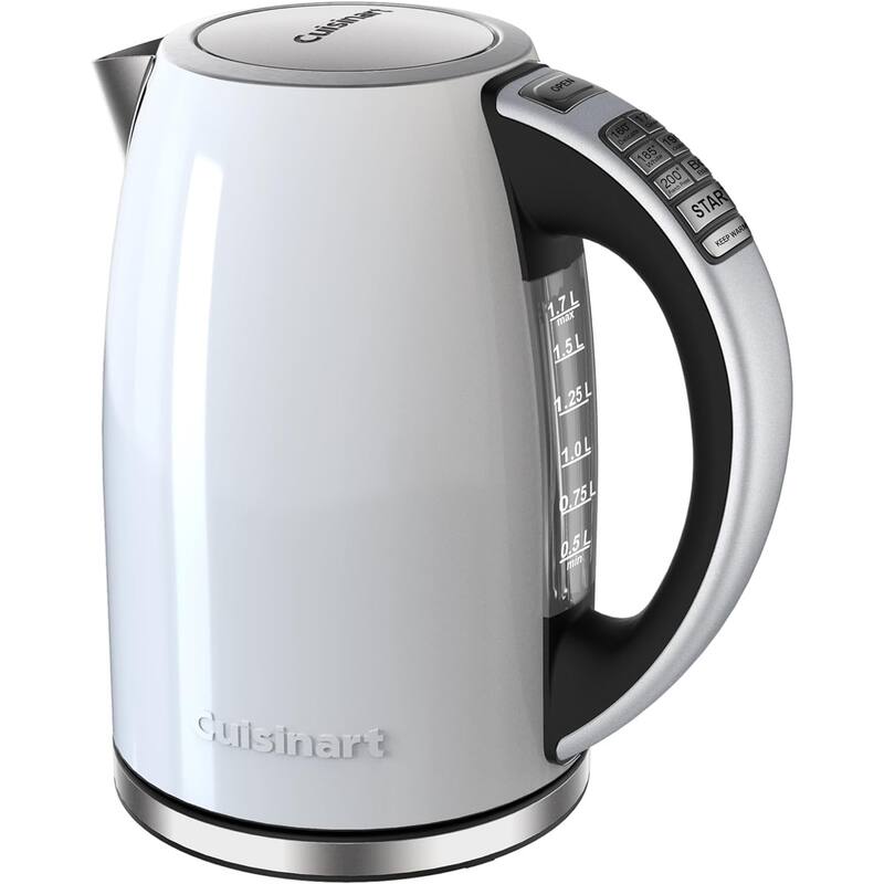 Cuisinart PerfecTemp 1.7-Liter 1500-Watt Stainless Steel Cordless Programmable Kettle with Six Presets, Stay-Cool Handle - White