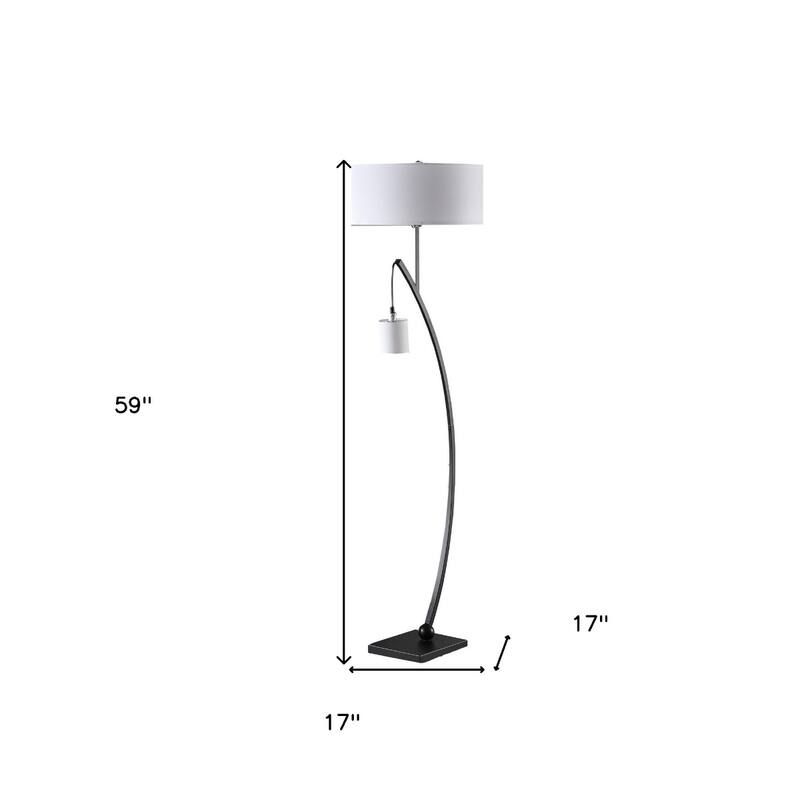 59 Inch Arc Floor Lamp with Fabric Drum Shade Modern