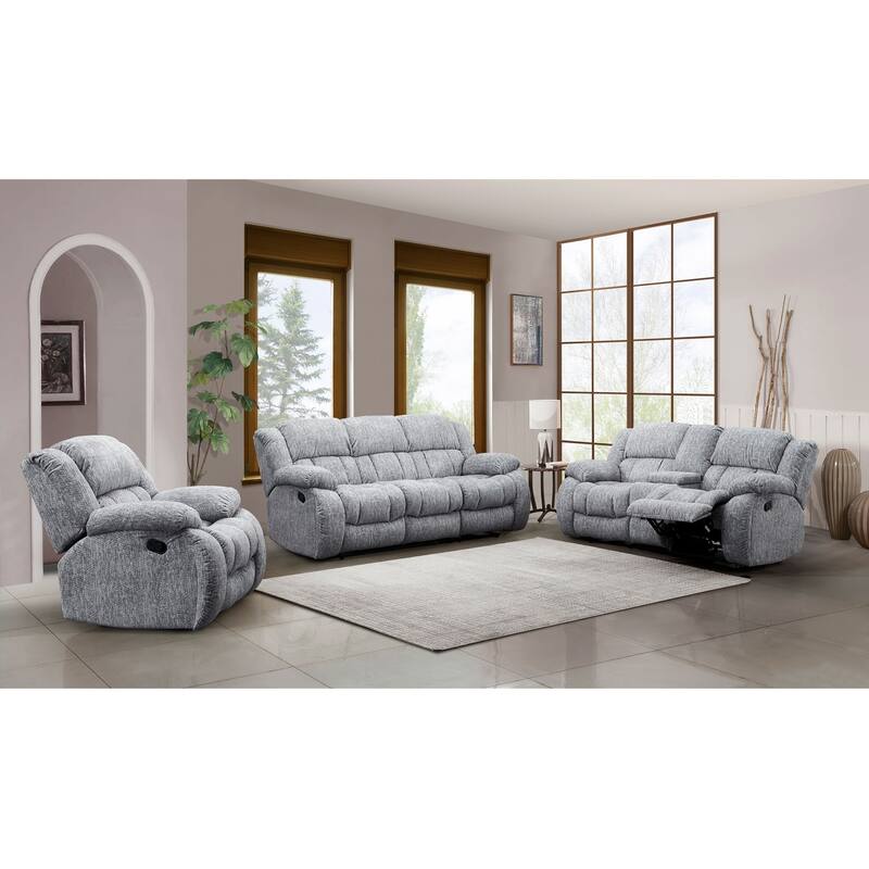 77" Light Gray Manual Reclining Loveseat With Storage