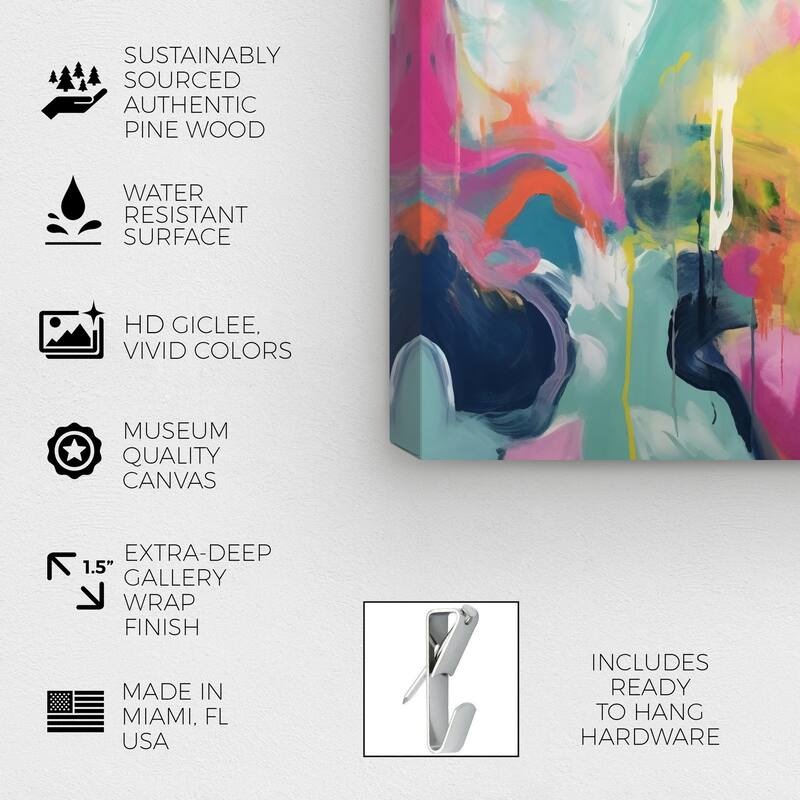 Wynwood Studio Abstract Sweet Smelling Garden Pink and Turquoise Modern & Contemporary Wall Art Canvas Print