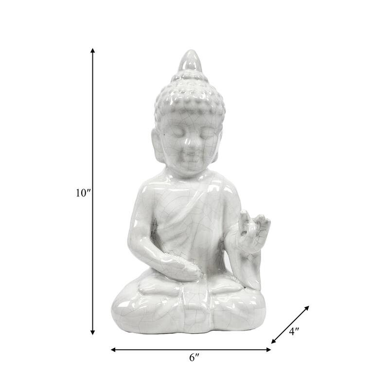 Sagebrook Home Stoneware and Ceramic Buddha Figurine - Elegant and Modern Meditative Sculpture for Home Decor