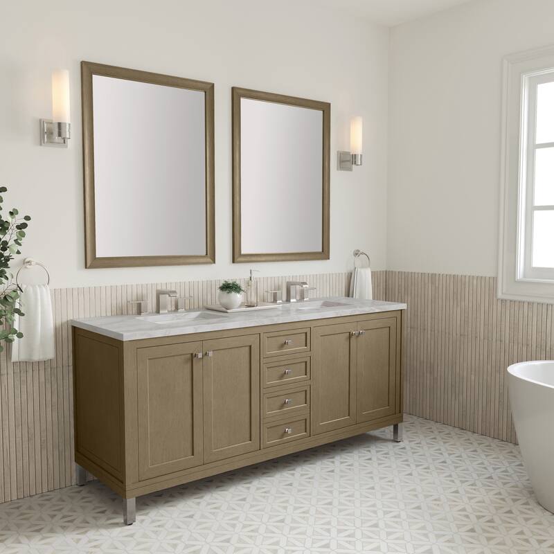 Chicago 72" Double Vanity, Walnut Whisper