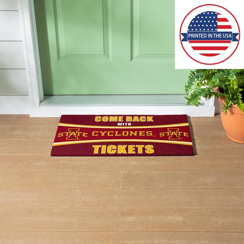 Iowa State University 28 in. x 16 in. PVC "Come Back With Tickets" Trapper Door Mat