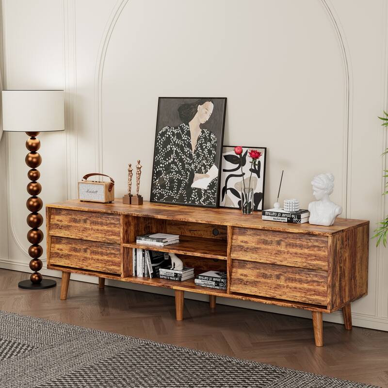 63" Vintage TV Stand with Shelves & Drawers for TVs Up to 60"