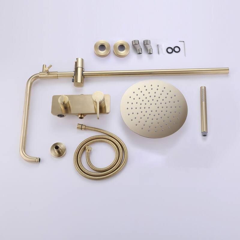 Exposed Pipes Tub and Shower Faucet With Roughin Valve Wall Mount Shower System With Hand