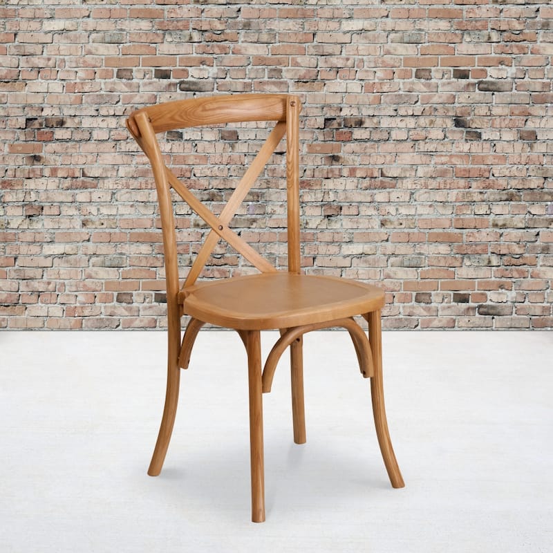 2 Pack Stackable Wood Cross Back Chair - Oak