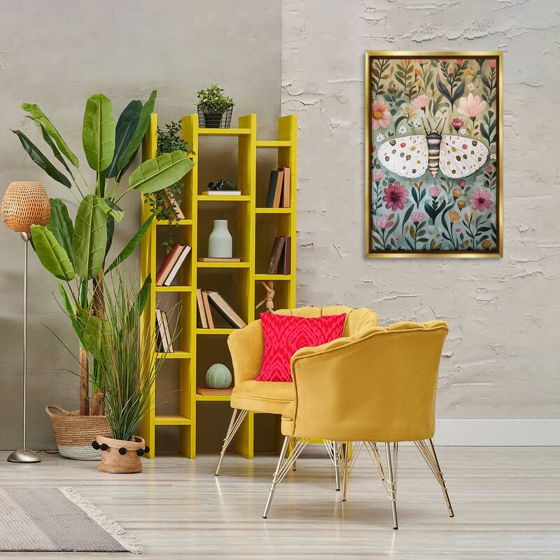 Stupell Flower Speckled Moth Wings Framed Floater Canvas Wall Art Design By The Dutch Lady