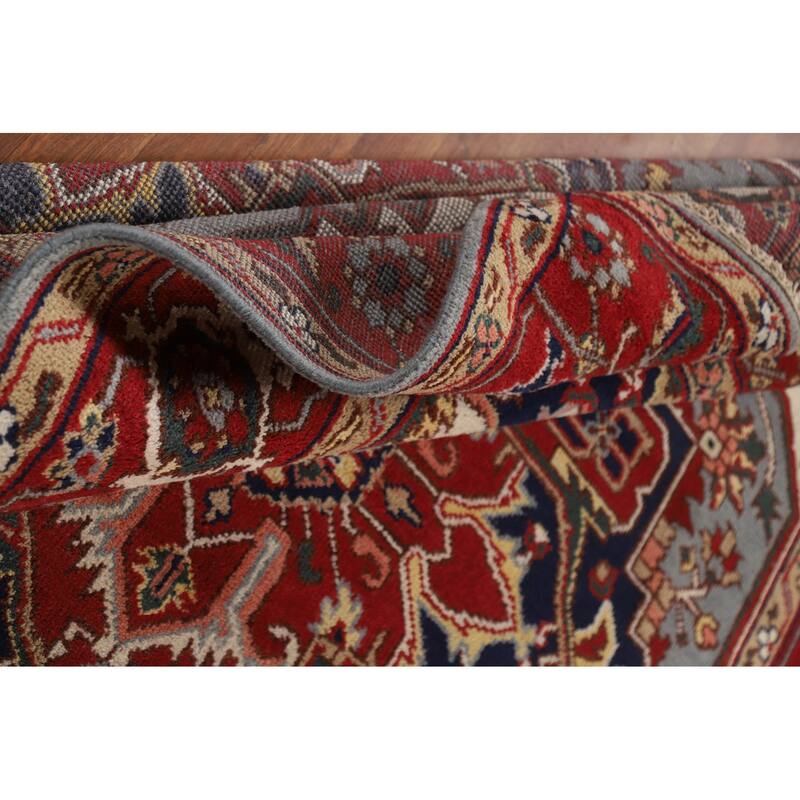 Geometric Heriz Serapi Indian Area Rug Hand-Knotted Wool Carpet - 8'0" x 10'0"