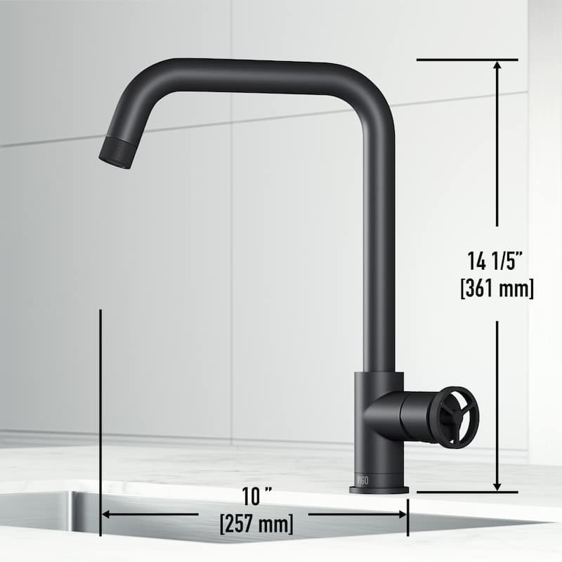 VIGO Cass Industrial 14" H Single Handle Kitchen Bar Faucet