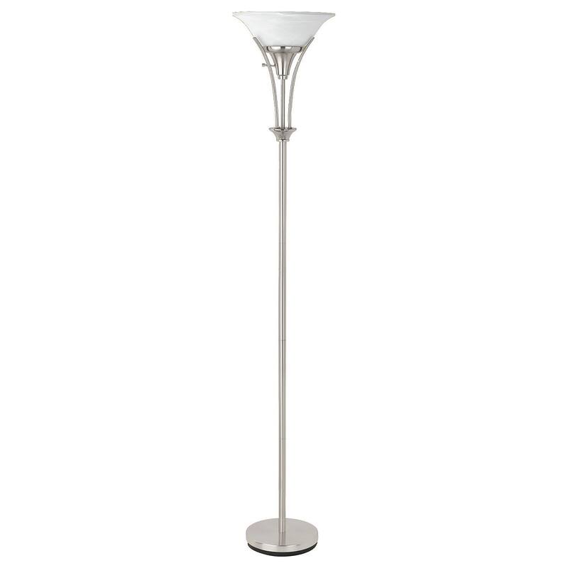 Archie 71-inch Frosted Torchiere Floor Lamp Brushed Steel - Brushed Steel